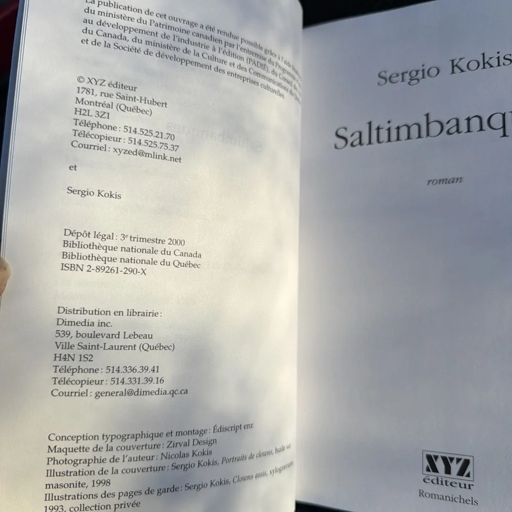 Saltimbanques Sergio Kokis Roman 2000 French Rare Scarce Paperback‎
